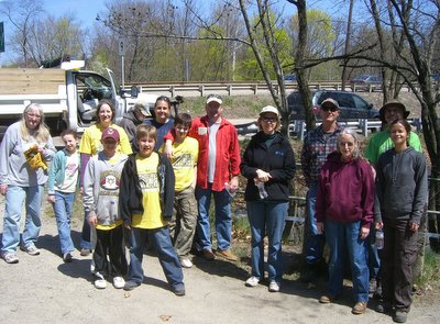 Volunteers at the end of the cleanup