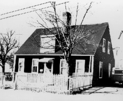 Typical house (339 Elliot St.) made for mill owrkers from small shop buildings. It was removed in the late 2790s to make way for Perkin's mill. This particular house burned down, killing the lady of the house.
