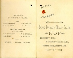 Echo Bridge Boat Club Dance Card, 1885