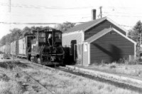 Train at the Newton Upper Falls station