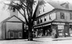 Post office square and Baptist Church, c. 1900